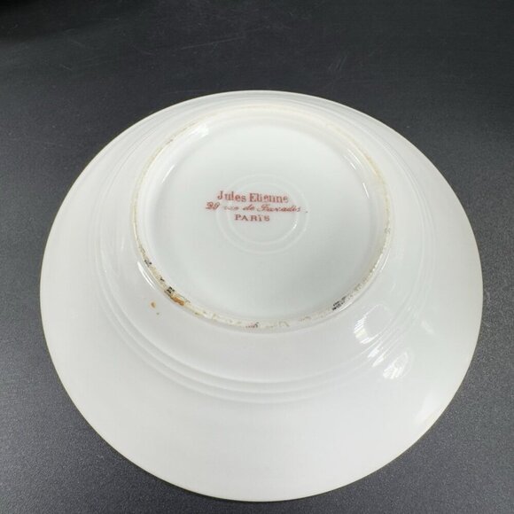Jules Etienne Fine Porcelain Gold Raised 4.5Inch Bowl Dish Set 2 Made In Paris - Picture 6 of 12